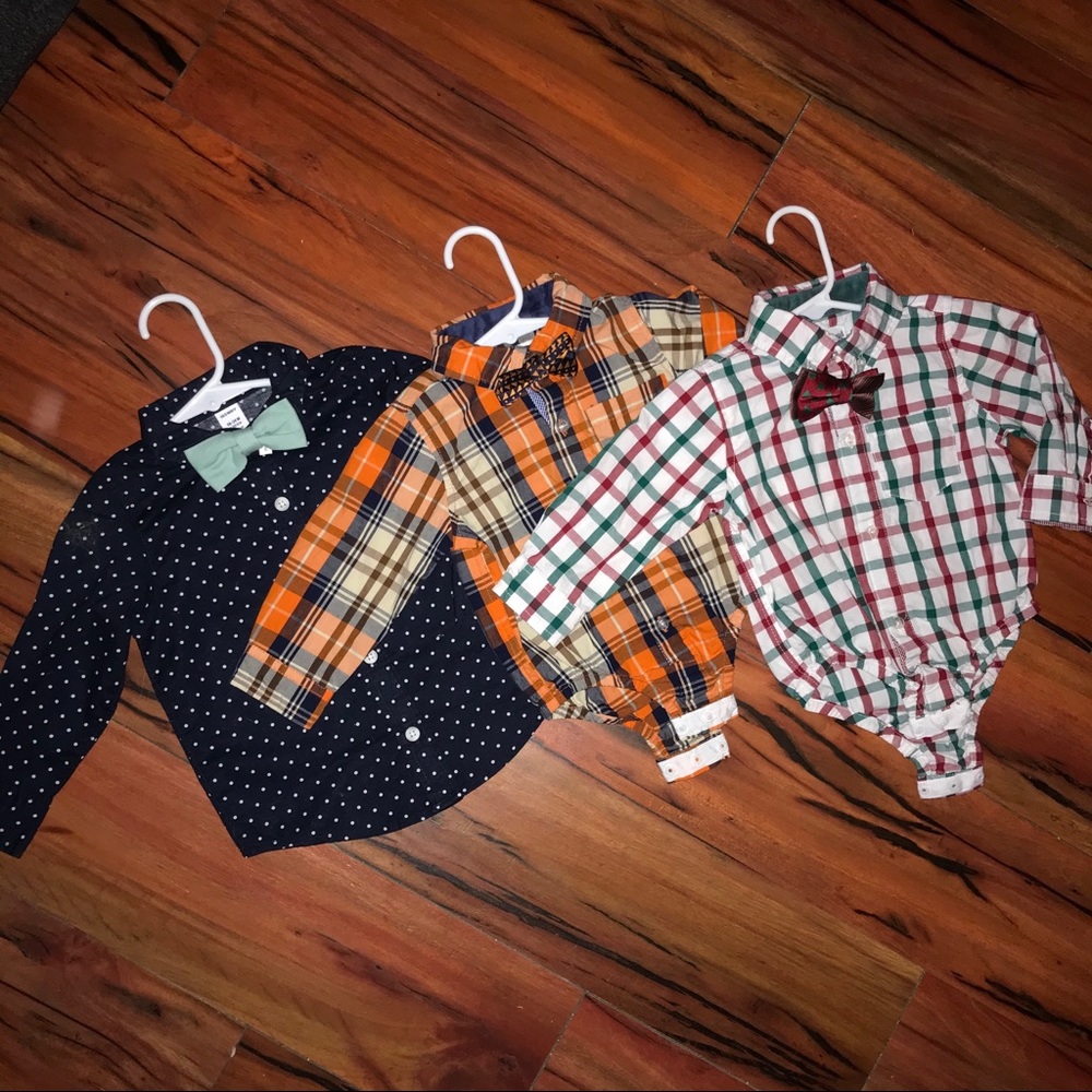 Beetle & Thread and Old Navy Button Downs with Bow Tie Sizes 12-18 and 18-24 mo